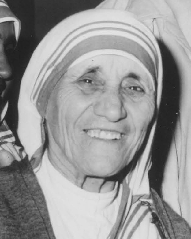A photo of Mother Teresa of Alcutta on Lime Street Station in 1980